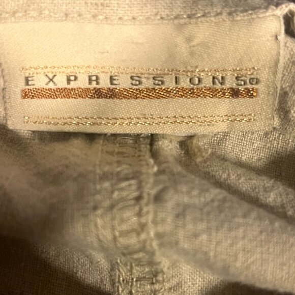 Expressions linen Oatmeal Women Overall Dress Tan Size Medium - Picture 6 of 8